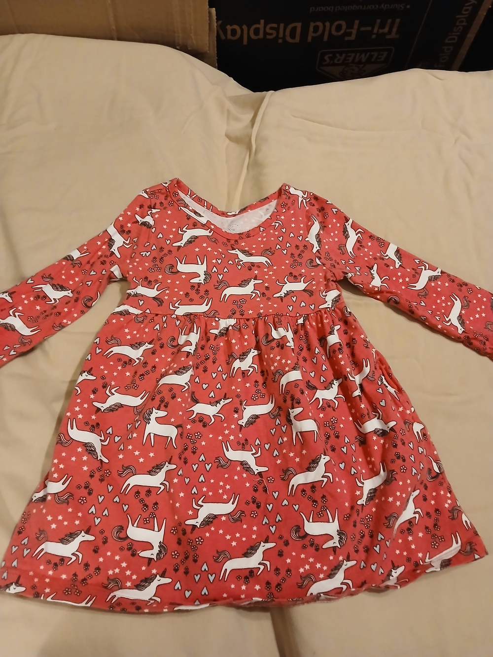 wonder nation Pink Unicorn Print Long-Sleeve Dress